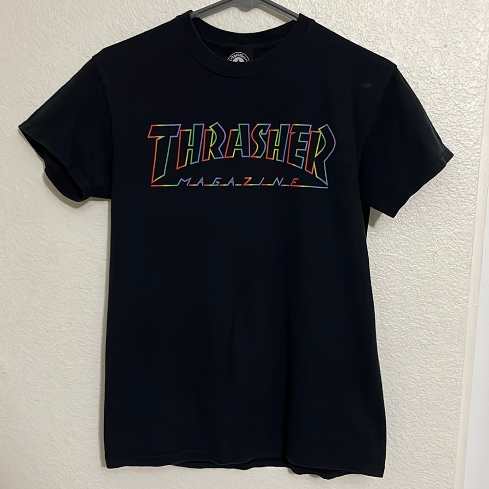 rainbow thrasher logo shirt